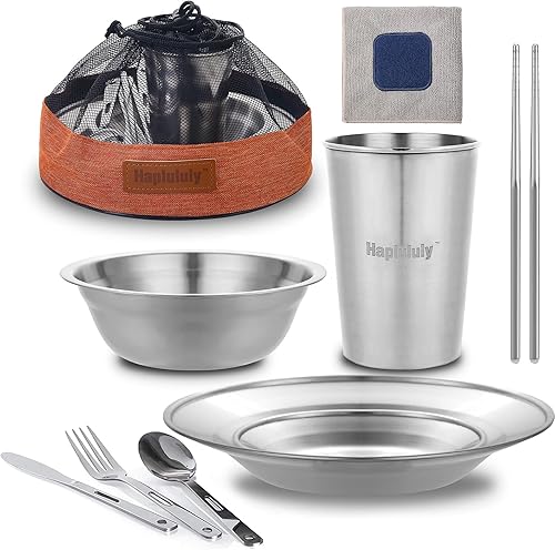 Kit de camping para acampar de 1 a 2 personas, platos de campamento Scout, utensilios de cocina, accesorios, platos, juego de vajilla al aire libre