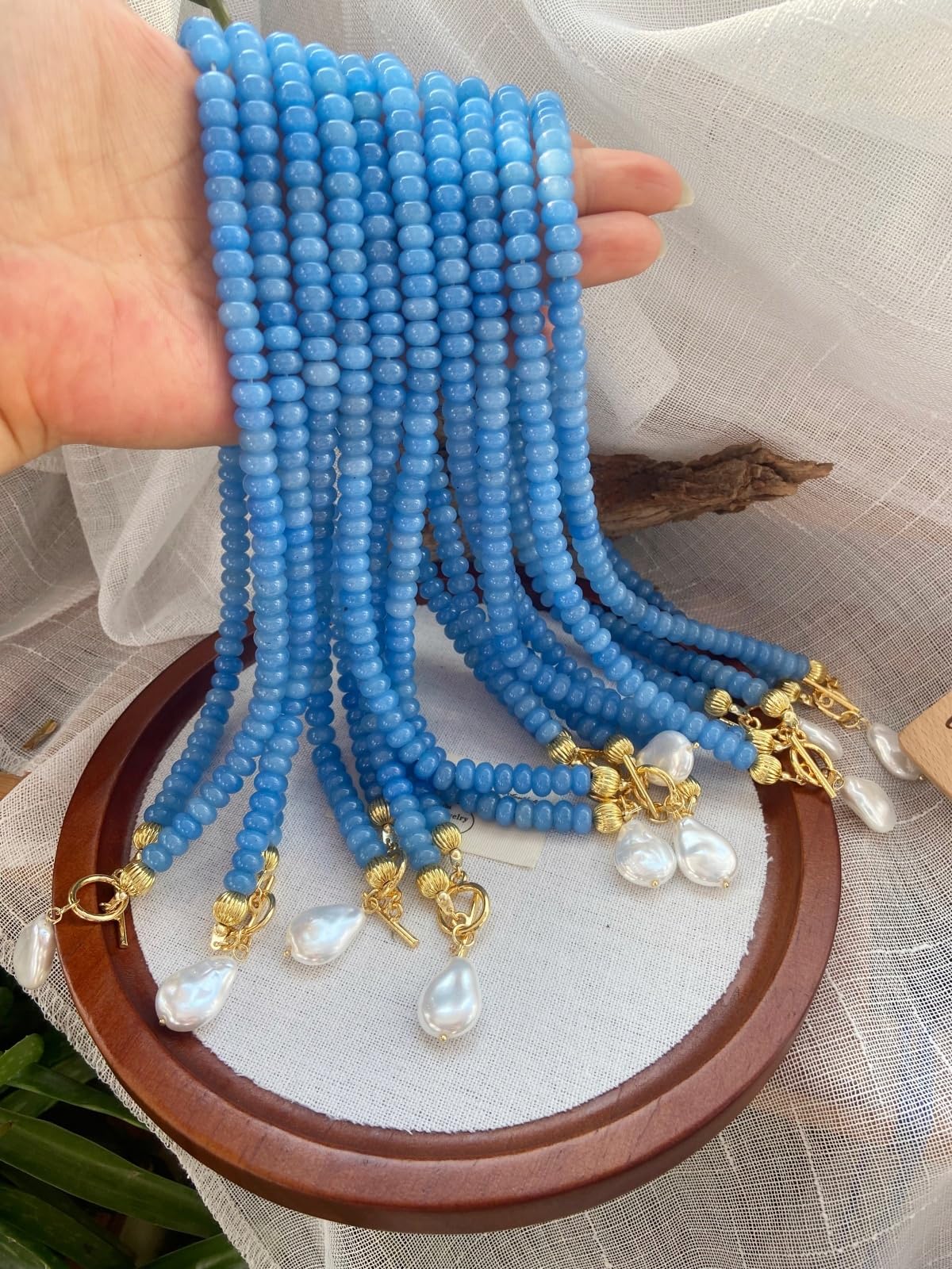 Collares de piedras preciosas con cuentas para mujer, collares