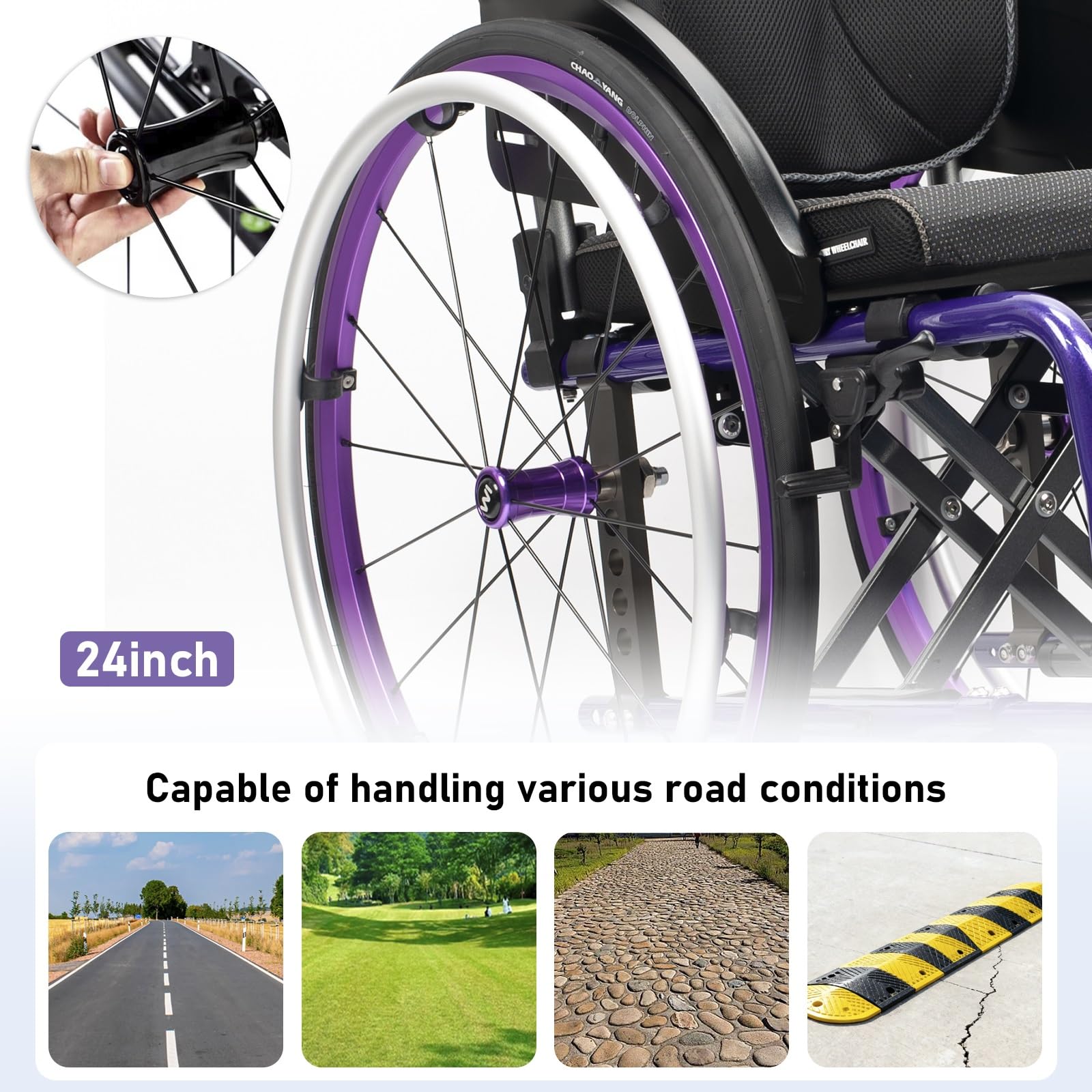 Silla de Ruedas Deportiva Manual Plegable,Ultraligera de Aleación de Aluminio, Transporte Fácil,sillas de ruedas manuales autopropulsadas,liberación rápida(D,Seat width 38cm/15in)