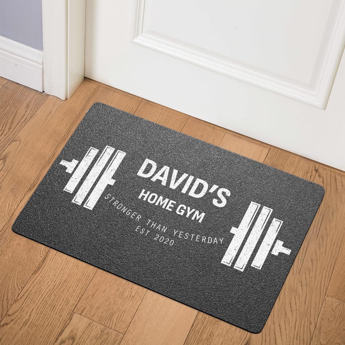 Personalized Welcome Home Gym Doormat - Custom Name & Text None Excuses Just Results, No Pain No Gain Door Mat, Front Door Gym/Fitness Decorations Inside Outside, Motivation Workout Trainer Gift Rugs