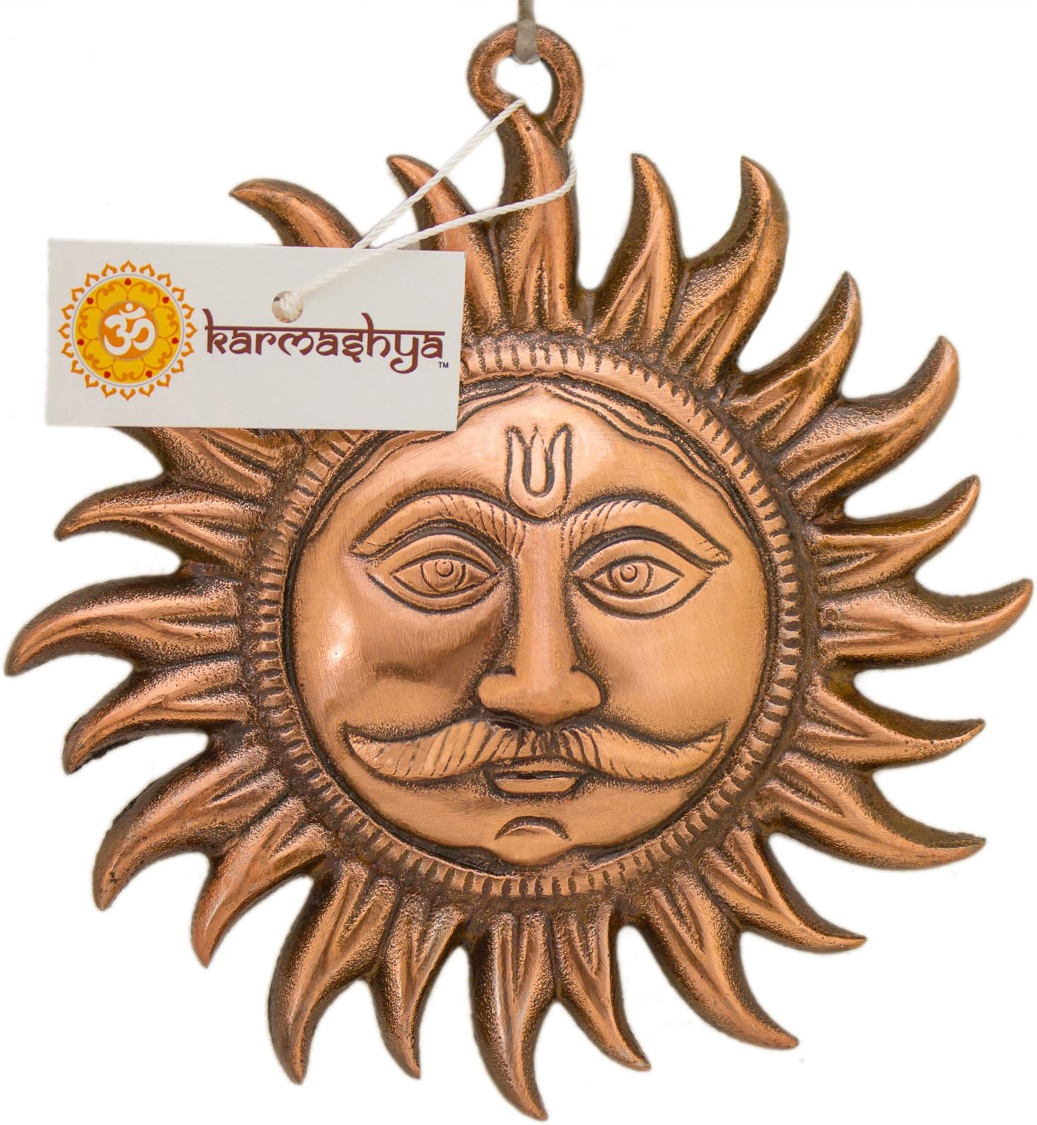 KARMASHYA 7.5" Sun Soorya Surya Drishti Bommai Gombe Evil Eye Statue Metal Wall Hanging
