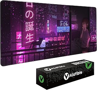 Purple Anime Gaming Mouse Pad XXL Extended Japanese Desk Mat Cool Large Mouse Pad 31.5''X15.7'' Mouse Mat Desk Pad 3mm Thick Long Non-Slip Rubber Base Mice Pad - Tokyo Night