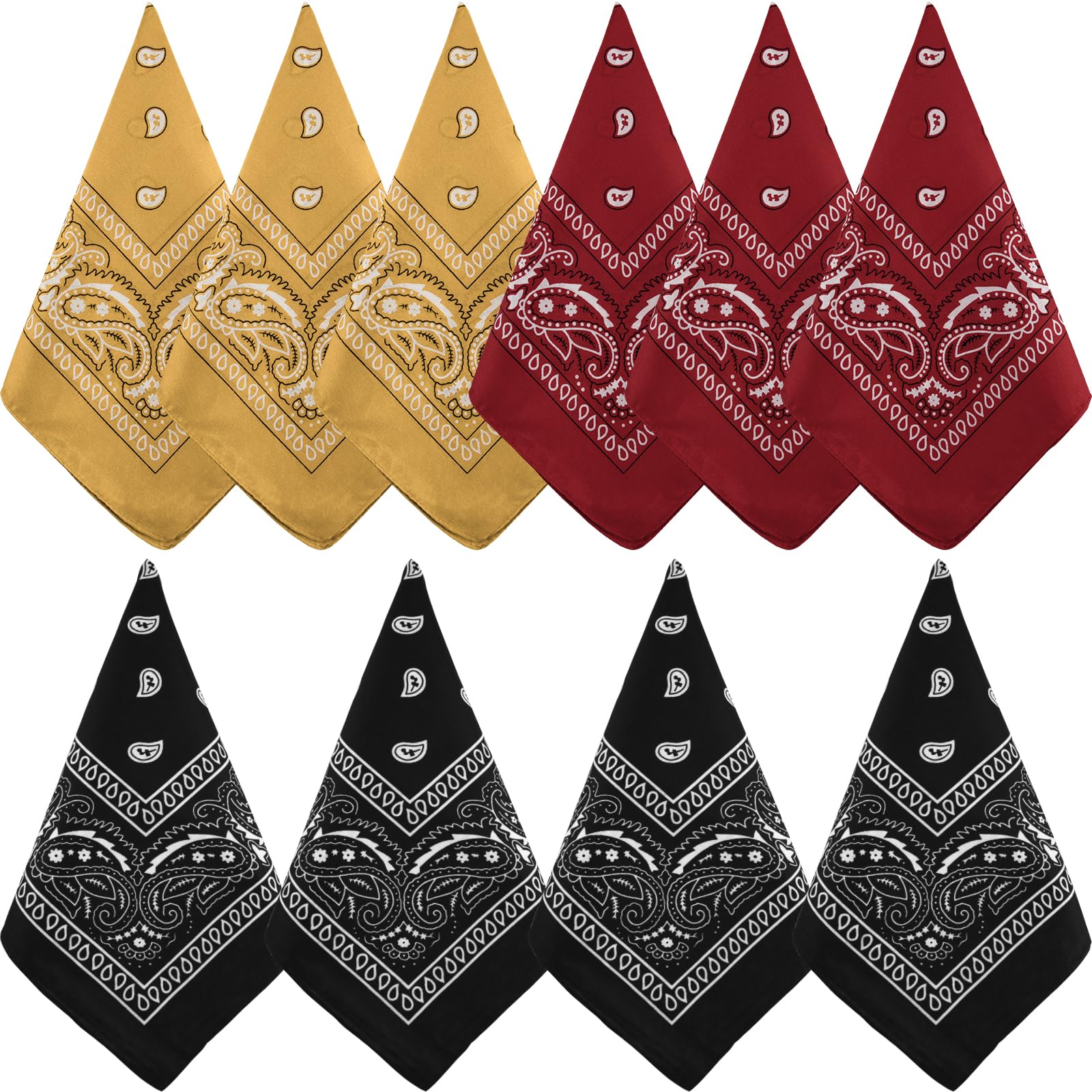 NACHLYNN 10/20pcs Paisley Bandanas Assorted Bandanas Cowboy Polyester Headbands Square Scarf Headwear