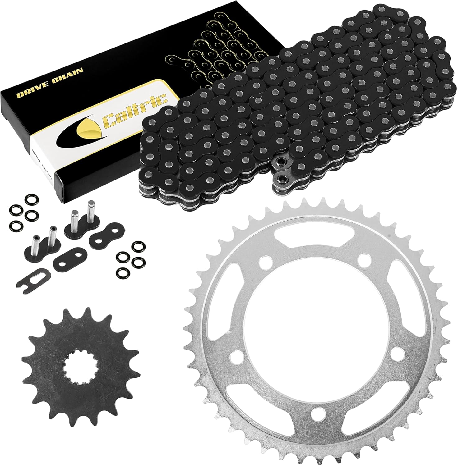 Caltric Black O-Ring Drive Chain & Sprockets Kit Compatible with Suzuki 600 Gsx-R600 Gsxr600 2006-2010