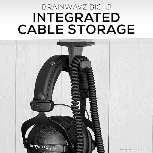 Miniatura 3 de BRAINWAVZ BigJ - Soporte para auriculares debajo del escritorio (paquete de 2) para auriculares, auriculares de juegos, accesorios para móviles,