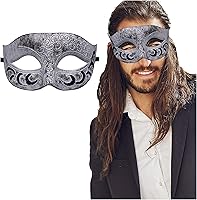 Vista 29 de Máscara de mascarada para hombre, máscara de aspecto antiguo para Halloween, fiesta veneciana, fiesta de máscaras y baile de máscaras