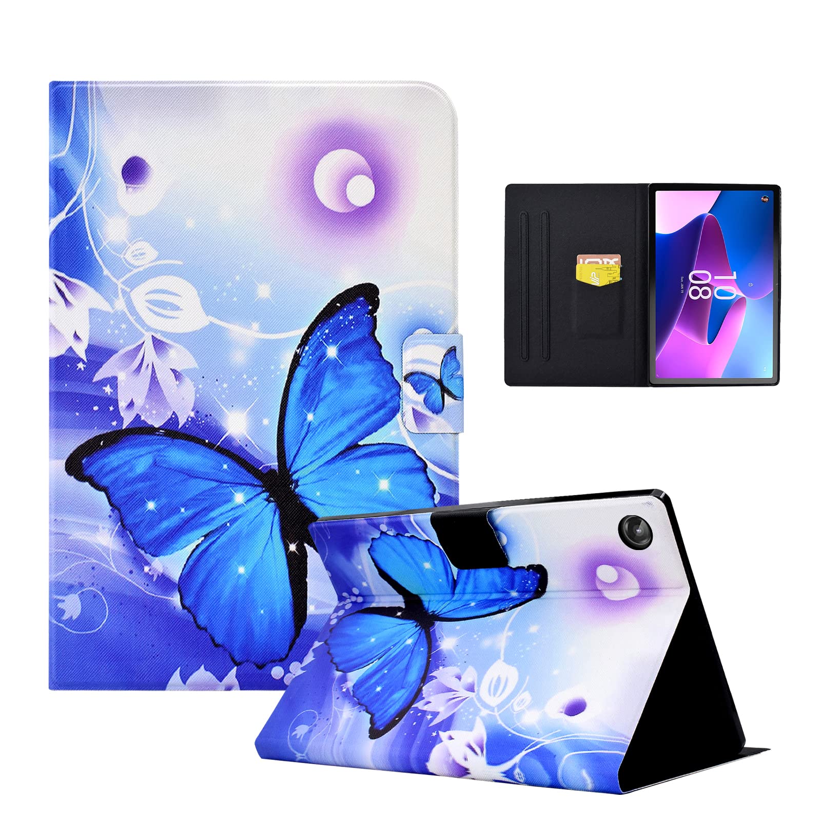 Hülle Für Lenovo Tab M10 (3rd Gen) 10,1 Zoll 2022 – Mit Ständerfunktion, Kartenfach & Süßem Bubble Cat Design