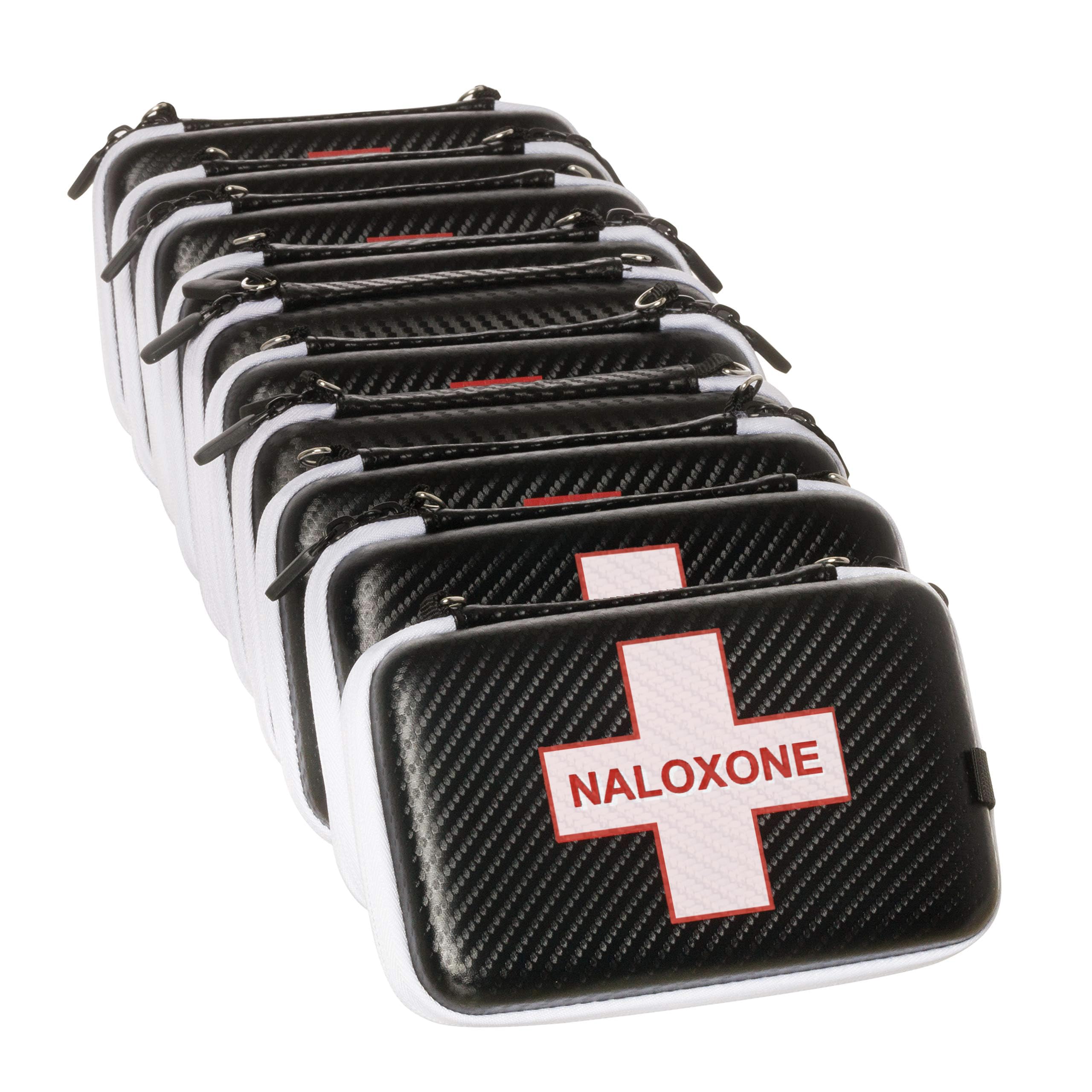 W WILKEN 10 PACK Naloxone Case for Opioid Overdose Kits | Custom Designed Hardshell Case Holds All Formulations of Naloxone | Does Not Include Naloxone (Cases Size: 7"x4.5"x 2") (Black - 10)
