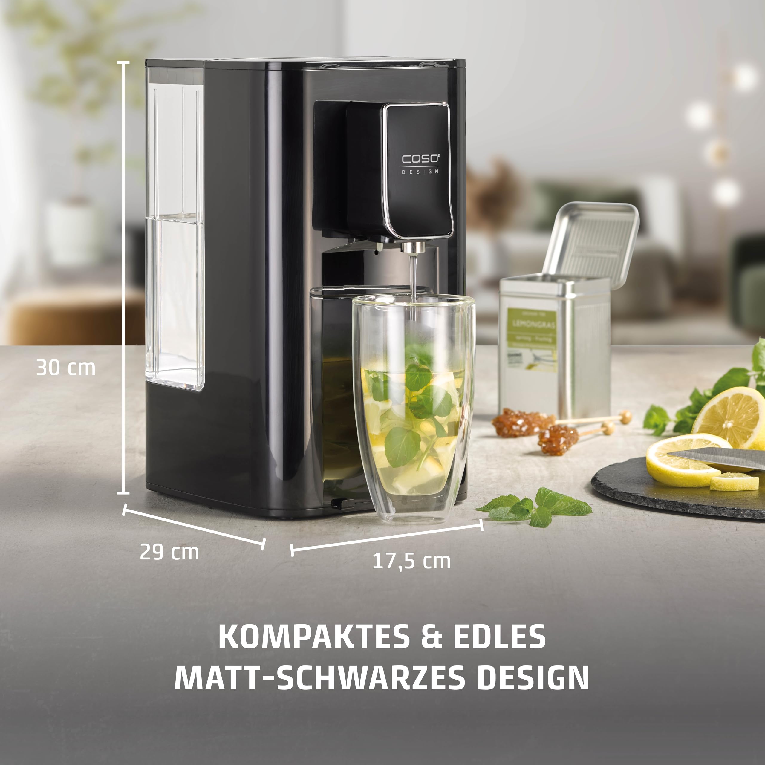 CASO HW 550 -Turbo Heisswasserspender, für die Zubereitung von Tee, löslichem Kaffee, Babynahrung, Wassertank 2,9 l Kapazität, 7 einstellbare Temperaturstufen von 40-100 °C in 10 °C-Schritten
