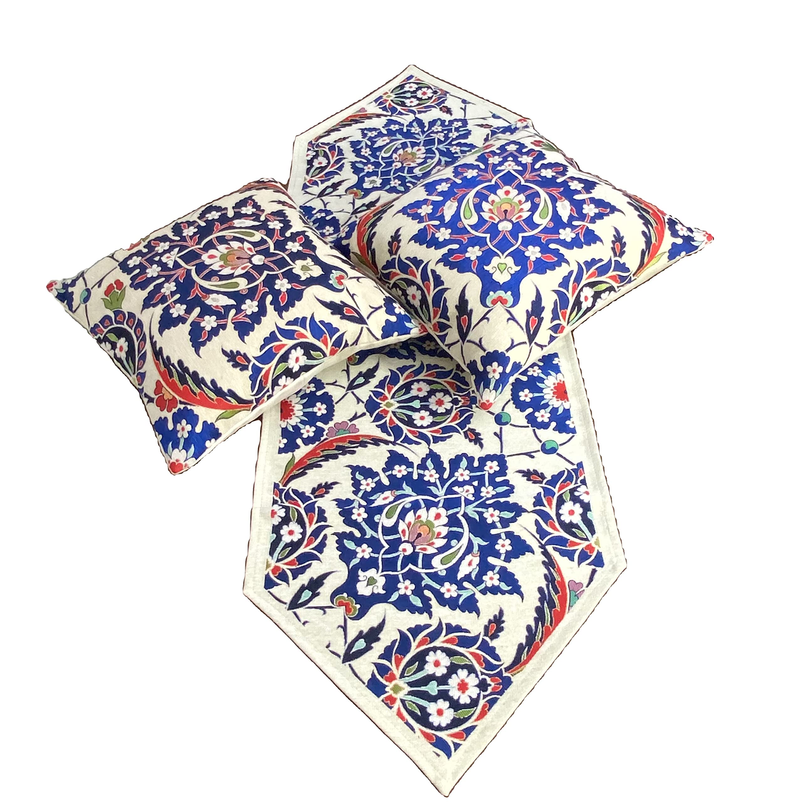 D&D CollectionTable Runner and Throw Pillow Covers Set - Goblen Woven - 3 Pcs - Tile Elegance