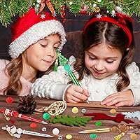 Vista 6 de CZWZ 8 piezas de bolígrafos de cuentas navideños, bolígrafos de plástico con cuentas y cuentas de silicona multicolor, bolígrafos navideños