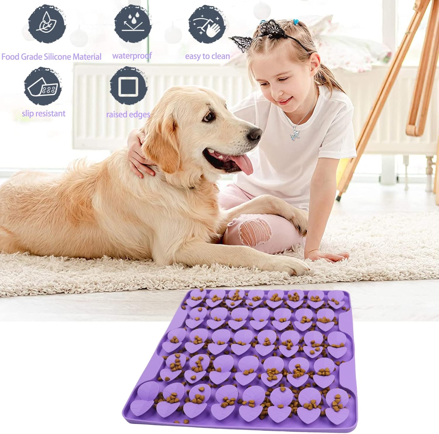 Femont Large Dog Car Seat for Medium Large Dogs & Femont Snuffle Mat for Large Dogs,Silicone Slow Feeder Lick Mat : Pet Supplies