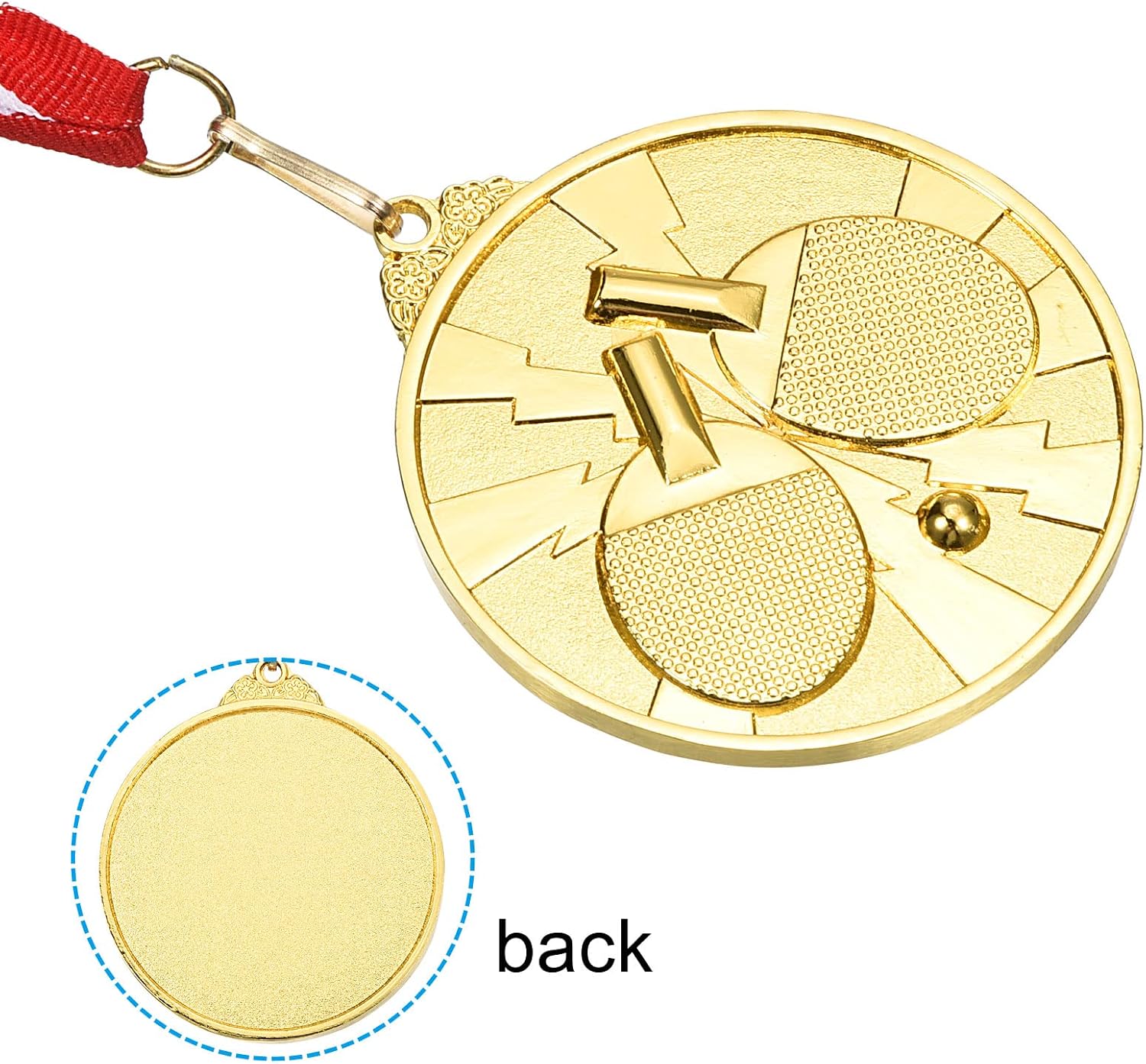 PATIKIL 2.6" Ping Pong Medals, 3 Pack Table Tennis Award Medals Set Gold Silver Bronze Medal with Ribbon Red White for Games Sports Competitions