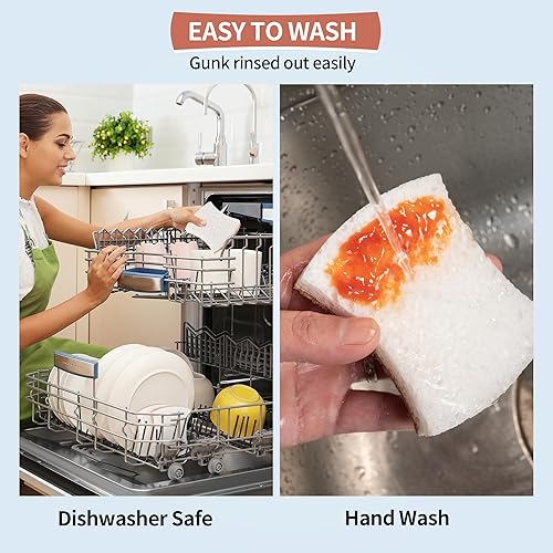 Miniatura 6 de Esponja natural para platos, 24 unidades, esponja exfoliante antiarañazos, esponja de celulosa de cocina multiusos ecológica, esponja de doble cara