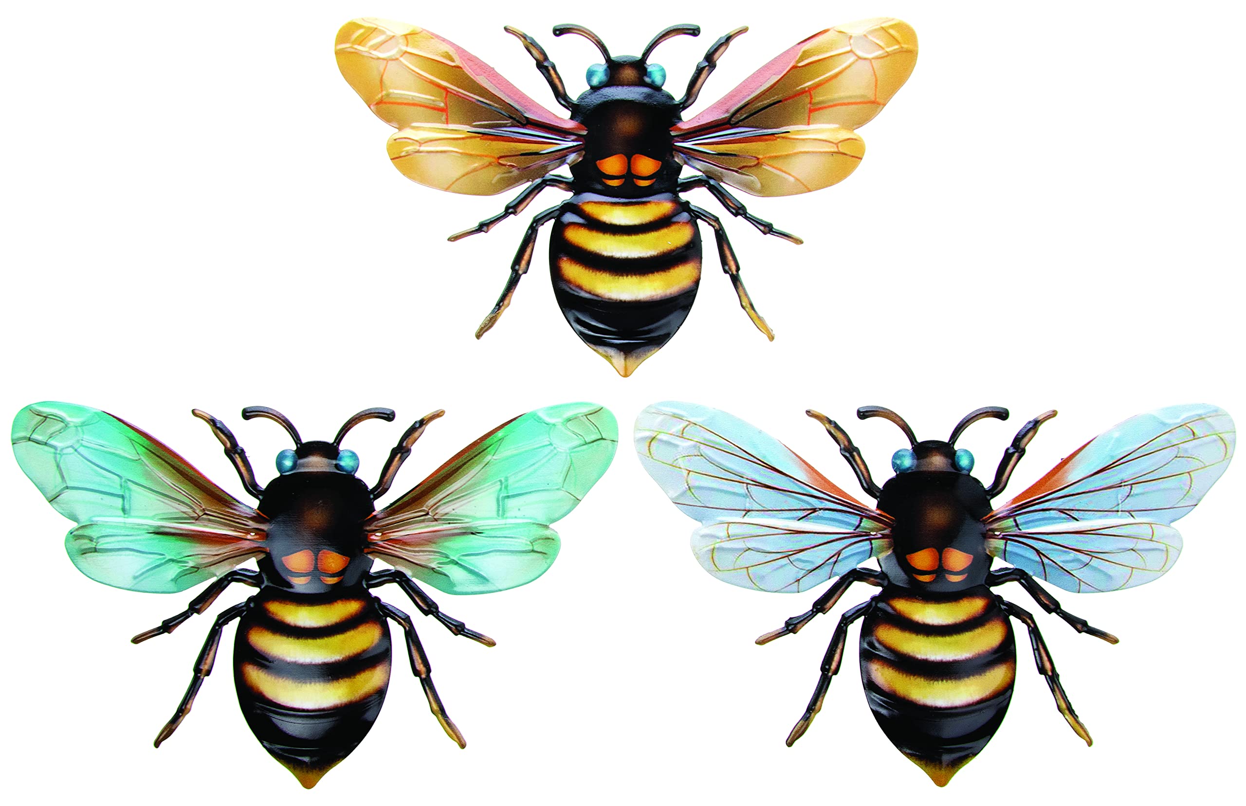 Shudehill Giftware Multicolour Busy Bee Set Of 3 Wall Hanging Metal Bees
