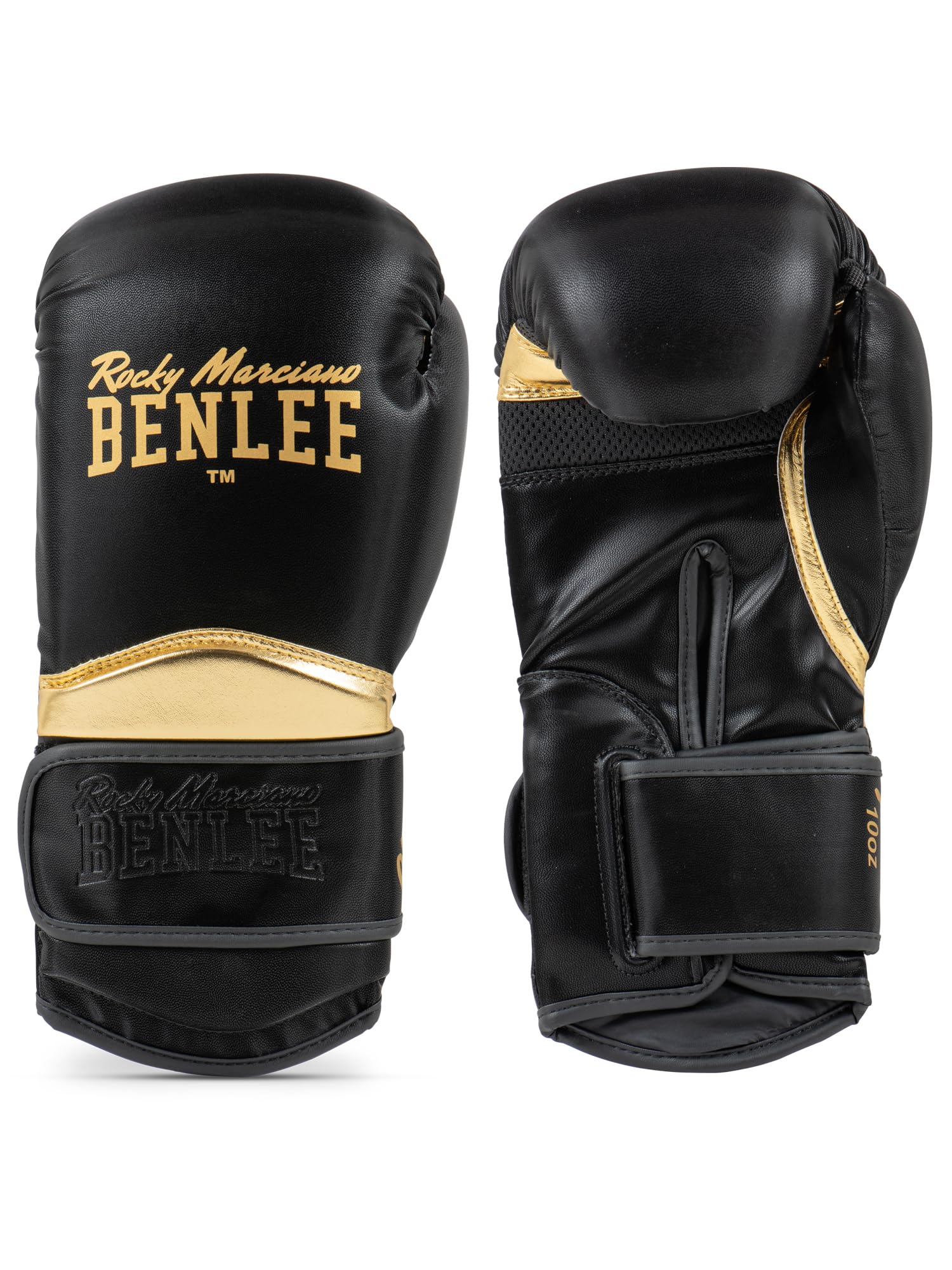 BENLEE rękawice bokserskie ze sztucznej skóry GLANCE 16 oz, czarny/złoty