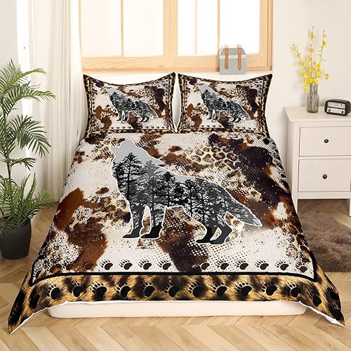 Miniatura 8 de Lindo juego de ropa de cama de ciervo para niñas y niños, juego de funda de edredón de caza de ciervos, decoración de habitación, patrón de pata de