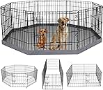 PETIME Foldable Metal Dog Exercise Pen/Pet Puppy Playpen Kennels Yard Fence Indoor/Outdoor 8 Panel 24