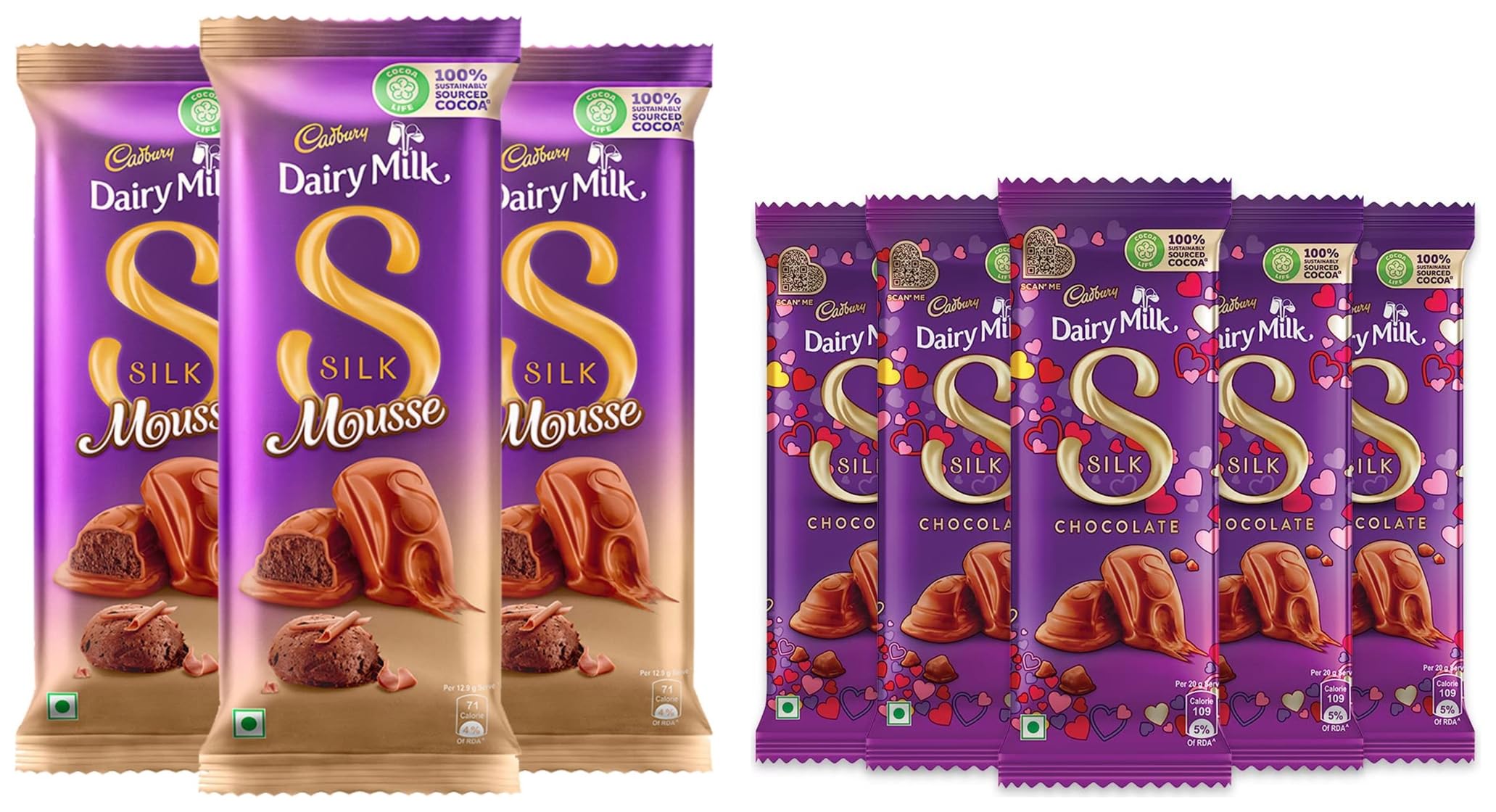 Cadbury Dairy Milk Silk Mousse Chocolate Bar, 3 x 116 g & Cadbury Dairy Milk Silk Valentine Chocolate Bar, 5 x 60 g (B09734FKMH) Amazon Price History, Amazon Price Tracker
