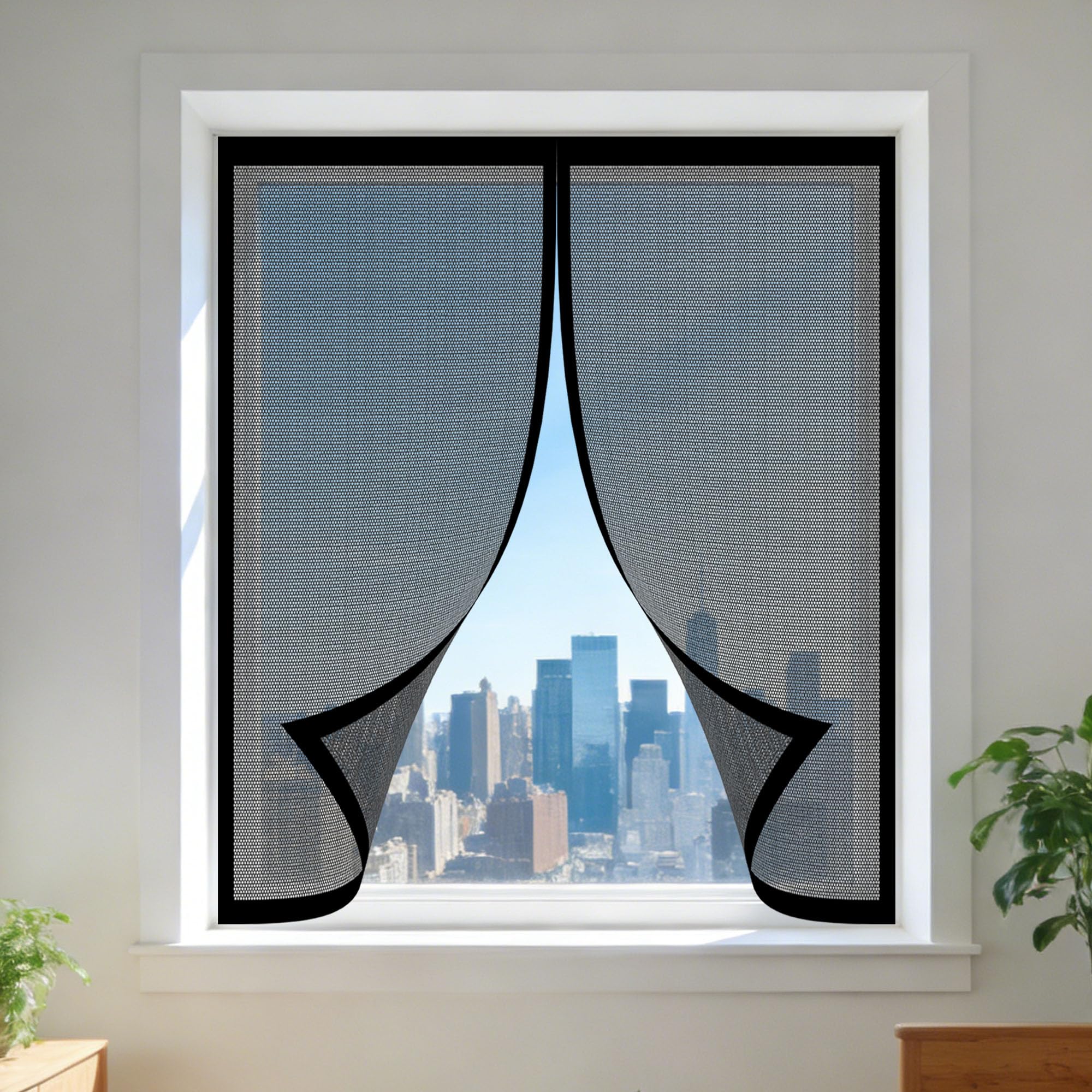 Moustiquaire magnétique fenêtre 175x180 anti moustique sans perçage noir