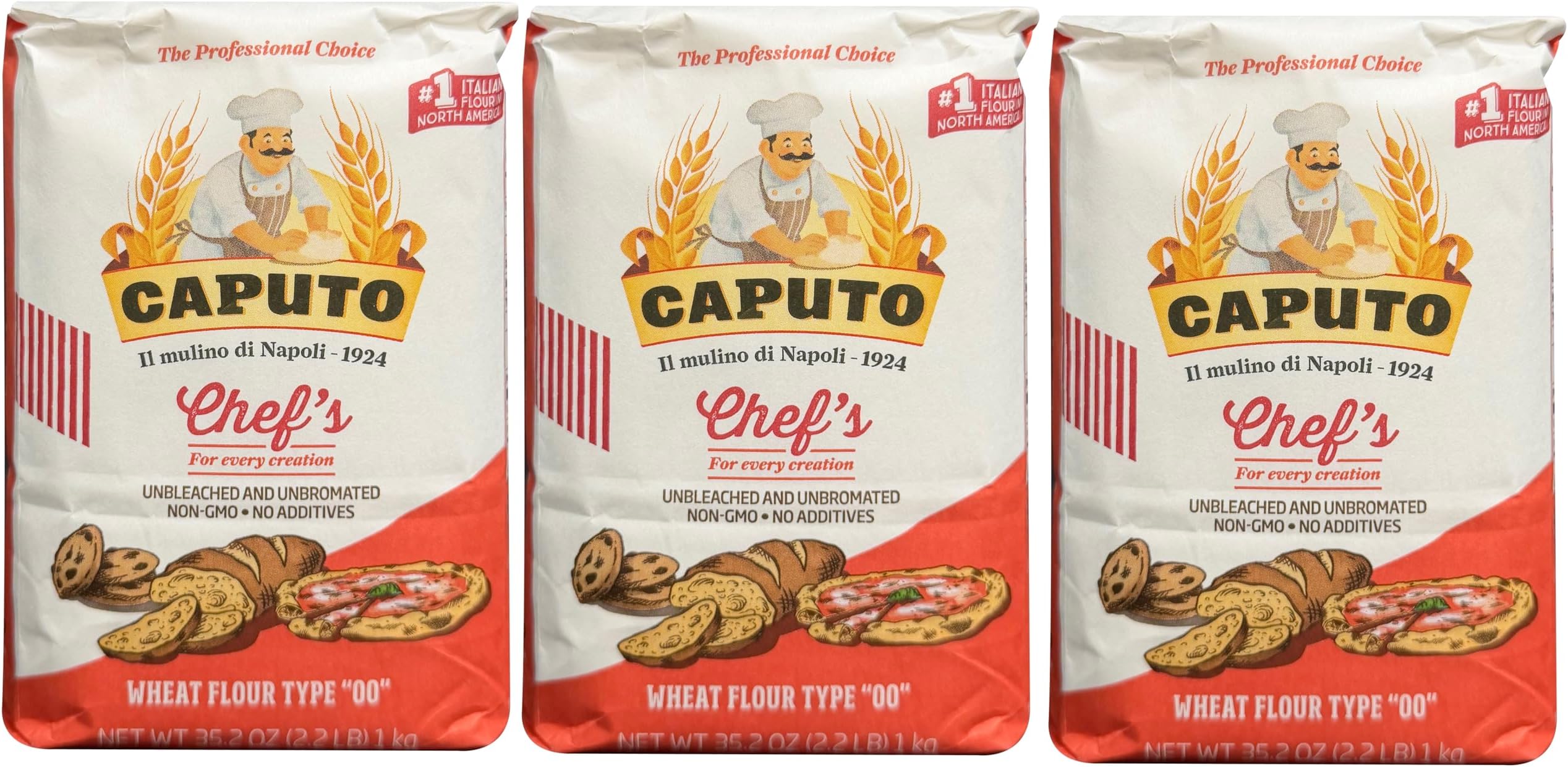 Antico Molino Napoli Antimo Caputo '00' Flour 2.2 Lb (Pack of 3)