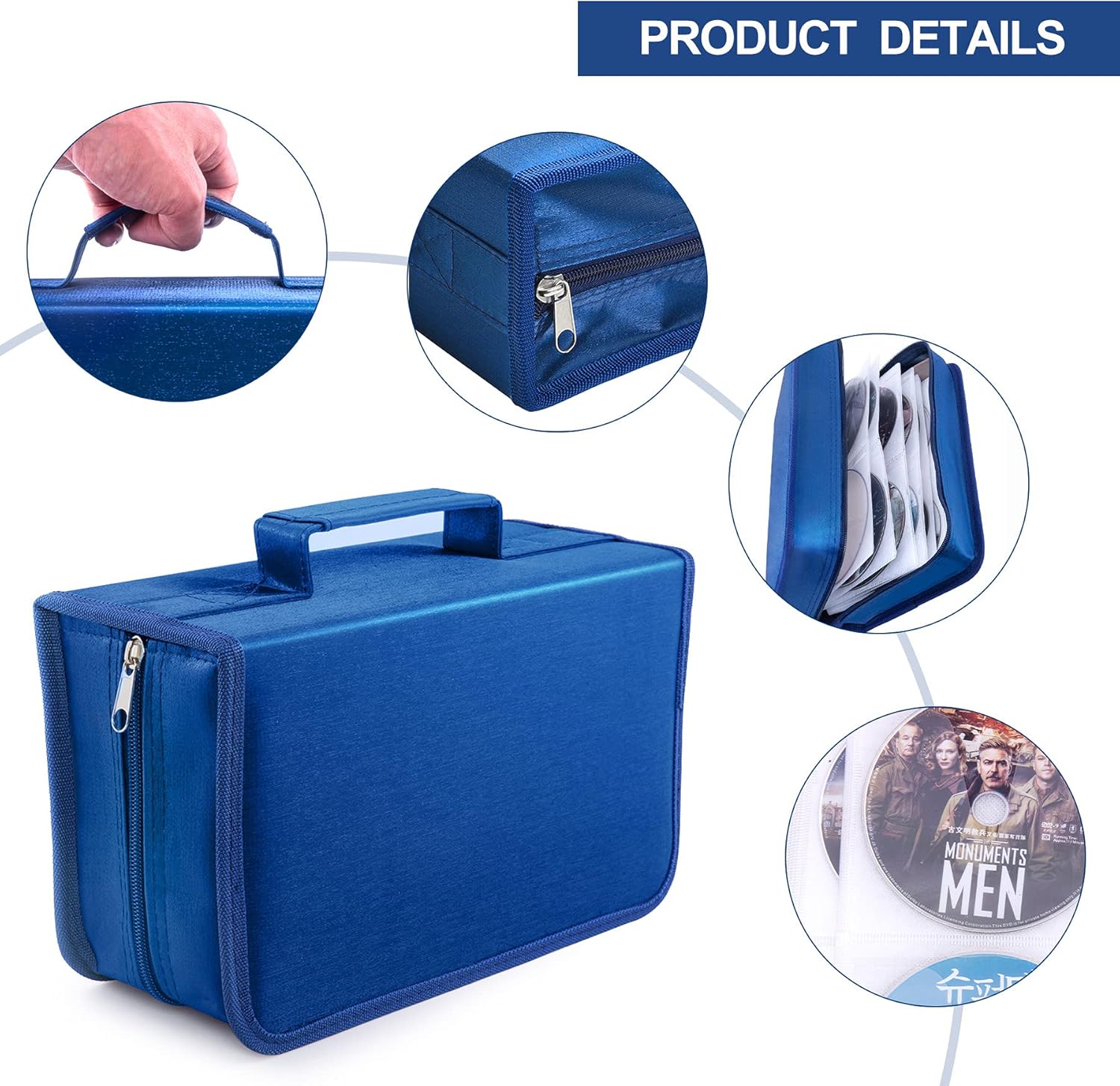 Bivisen CD/DVD Case Holder, 128 Capacity CD VCD Media Wallet, Storage, Holder, Booklet, Organizer (Blue) : Electronics