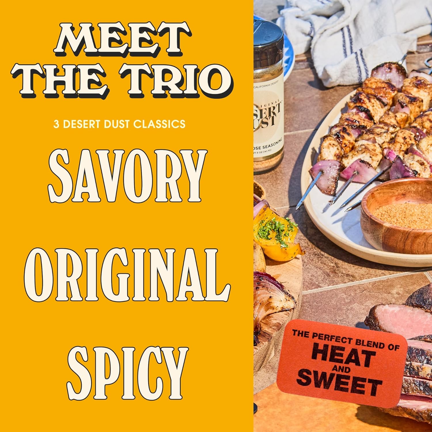 Desert Dust Seasoning Trio – Savory, Spicy Chiltepin & Original , All-Purpose Blends with Organic Date Sugar | Low-Glycemic, Gluten-Free Gourmet Rubs for Steak, Chicken, Seafood, Veggies & More(Gift Box Set)