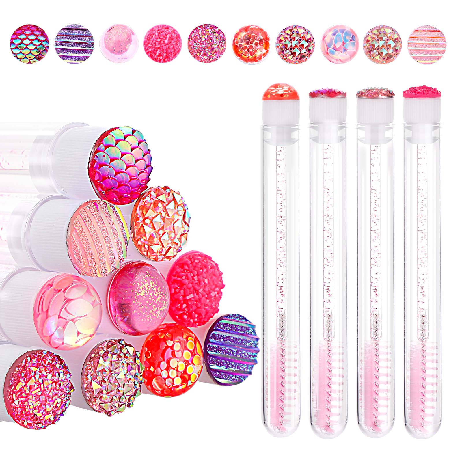 70 Wimpernbürsten + 20 Leere Mascara-Tuben Set - Einweg Applikatoren Mit Kristall-Design