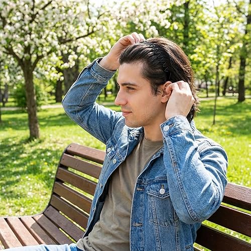 Miniatura 5 de Diademas de metal para hombres y mujeres, banda de pelo de resorte ondulado de metal, aro ajustable antideslizante para el cabello para deportes,