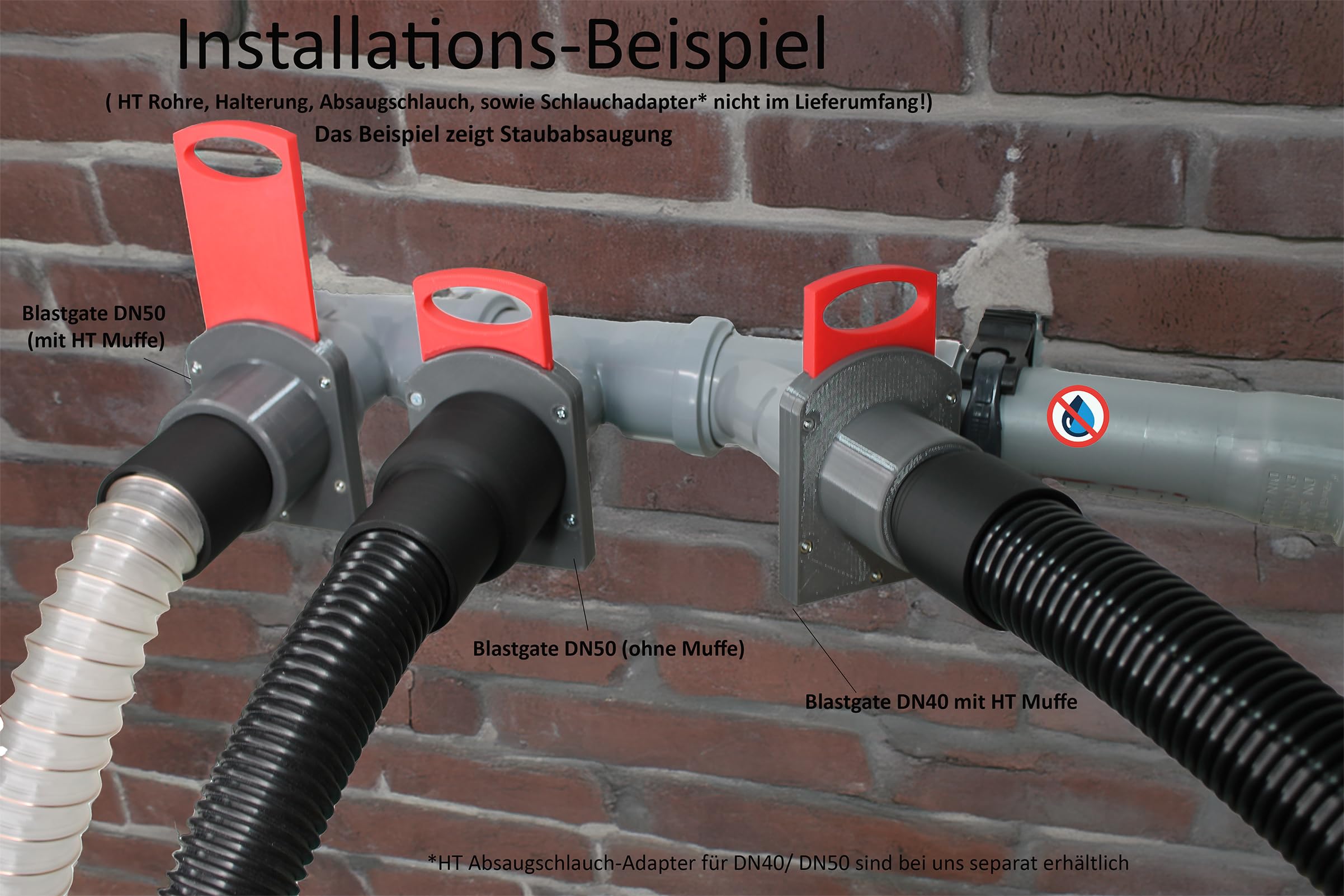 GENERIC 3er Set - DN 50mm Luft-Absperrschieber mit Muffe | Blastgate | PETG | Werkstattabsaugung | Absauganlage | Späneabsaugung | Abluft - Sperrschieber | Staubsammler | Luftreiniger | 3 Stück