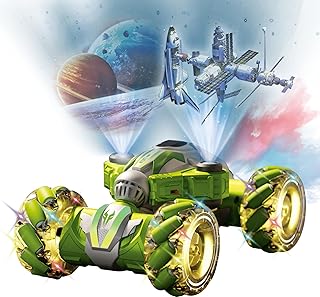 Auto de acrobacias RC con detección de gestos, [spray mágico y proyección y música] Juguetes para niños de 6 a 8 a 12 años, auto de control remoto controlado a mano, regalos de cumpleaños geniales