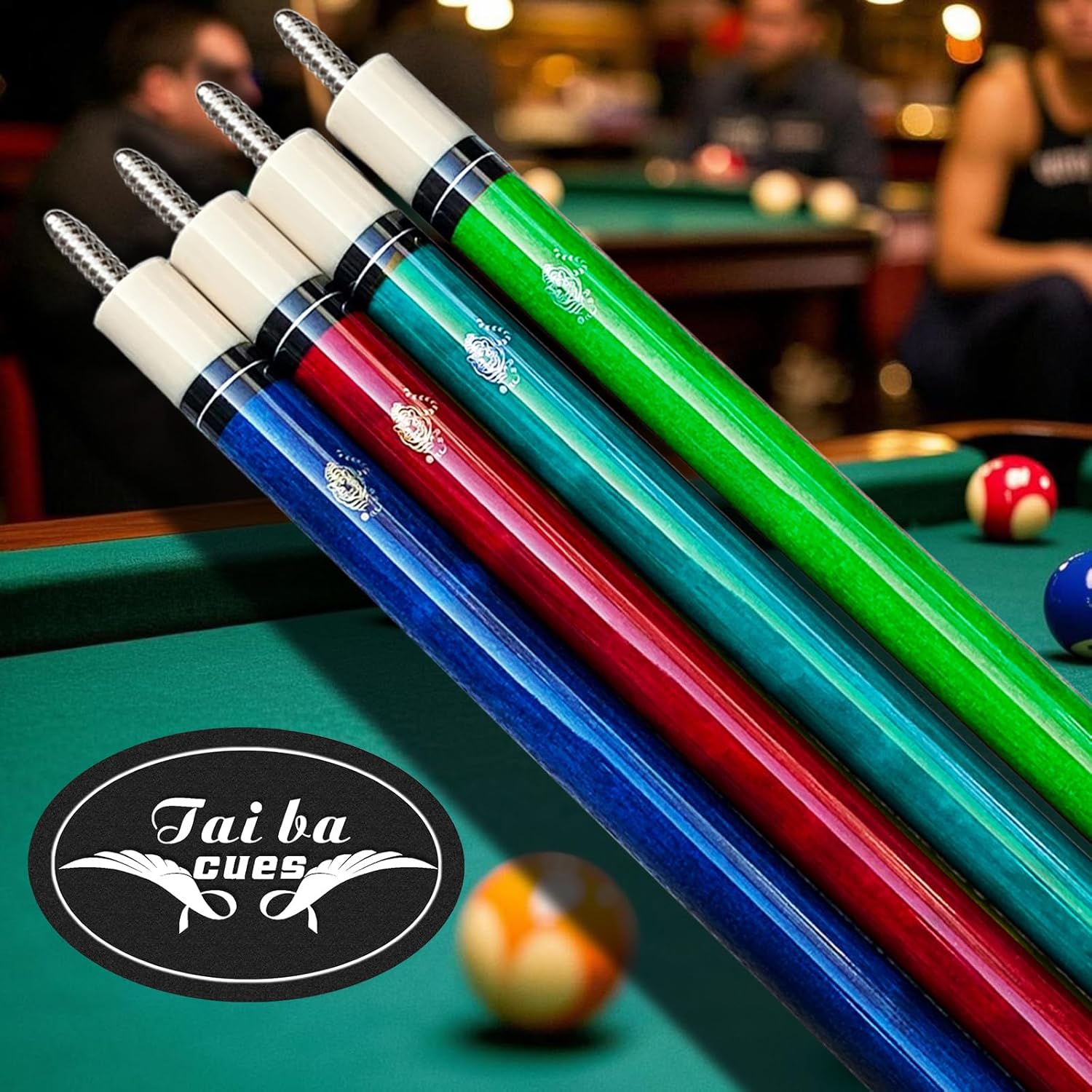 tai ba cues set of 4 pool cue stick (19oz-20oz-), 13mm tip, 58", hardwood canadian maple professional billiard 4pcs cues set