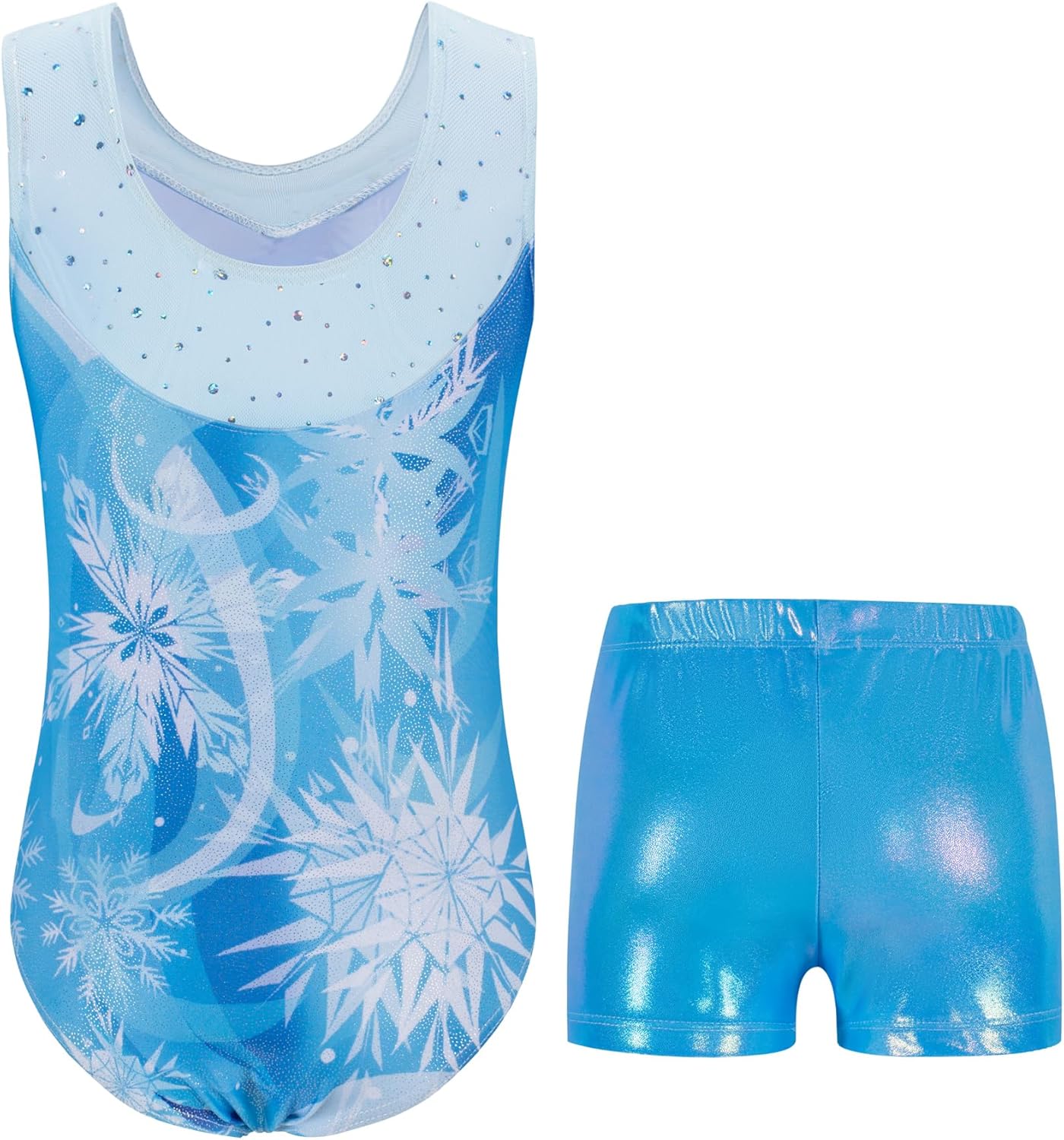 Zaclotre Gymnastics Leotards for Girls Sparkly Ballet Dance Biketards Tumbling Outfit with Matching Shorts Set - Image 2