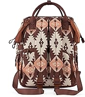 Vista 4 de Wrangler Aztec Backpack Organized Daypack Travel Baby Bag with Stroller Strap and Side Bottle Pockets WG2204-9110BR