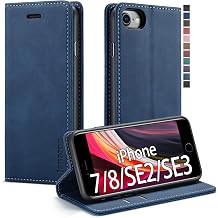 japezop Case for iPhone SE 2022/iPhone SE 2020/iPhone 8/7, [RFID Blocking][Premium Leather] [Soft TPU][Card Slots] [Magnetic Kickstand] Flip Wallet Case for iPhone 7/8/ iPhone SE 2020/2022Blue