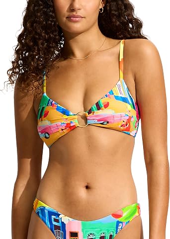 Seafolly Womens Ring Front Bralette Bikini Top Swimsuit