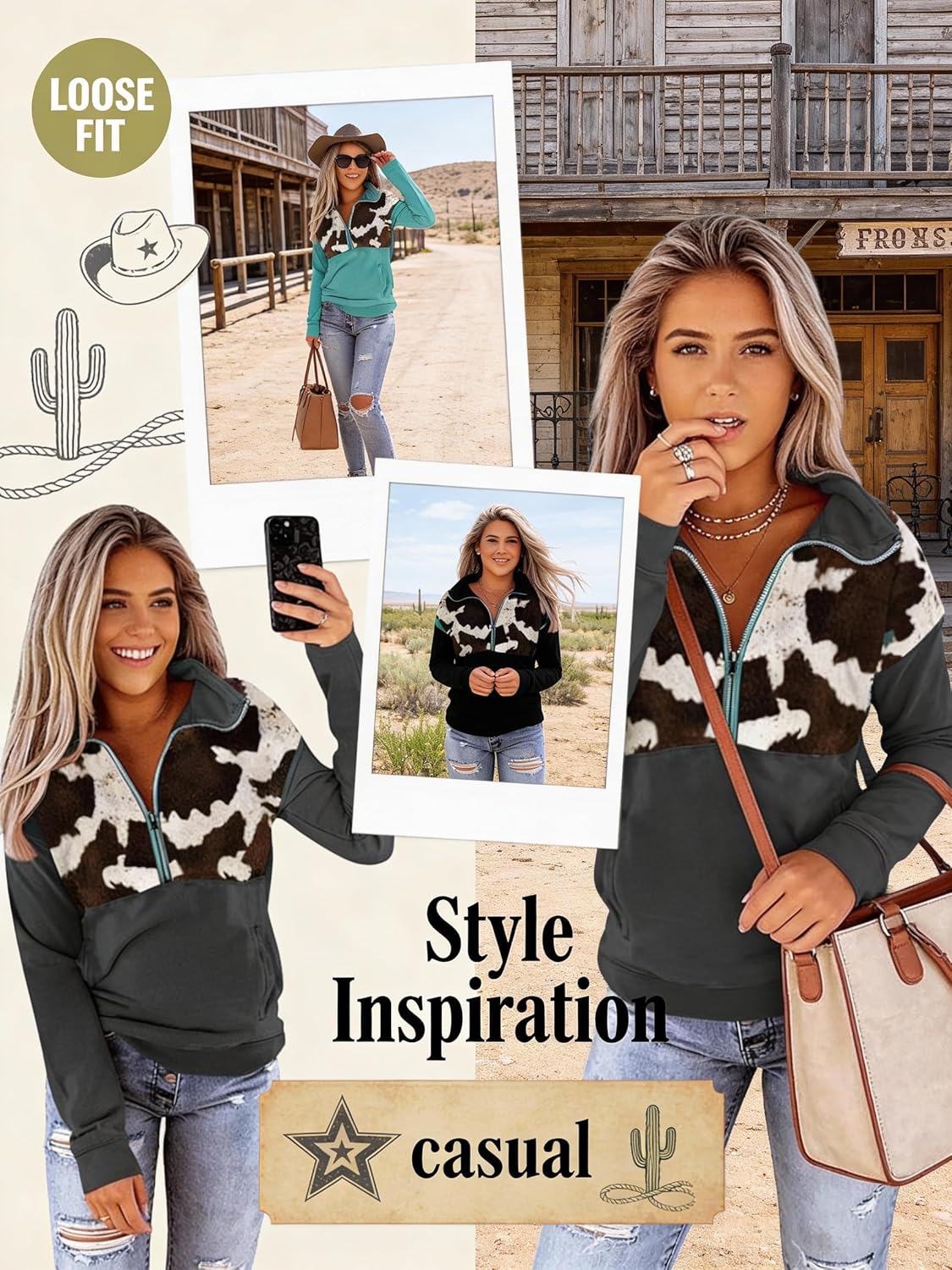 OSCORP Women Half Zip Pullover Hoodie Casual Long Sleeve Sweatshirt Aztec Graphic Top St Patrick's Day Womens Tops - Image 4