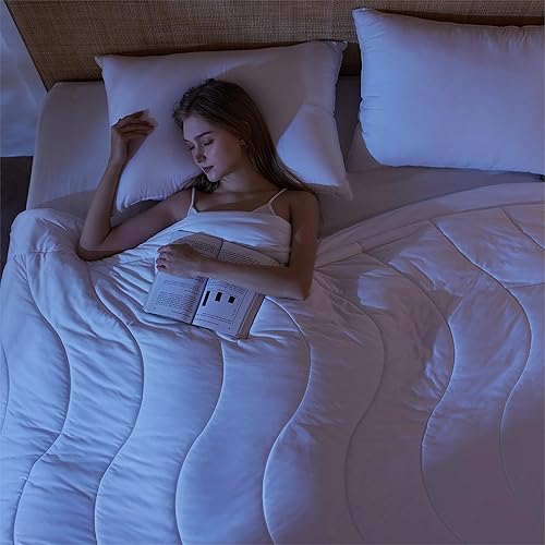 Miniatura 8 de Bedsure Relleno de edredón tamaño Queen, edredón ligero de verano, ultra suave, refrescante, acolchado, de plumón alternativo con pestañas en las