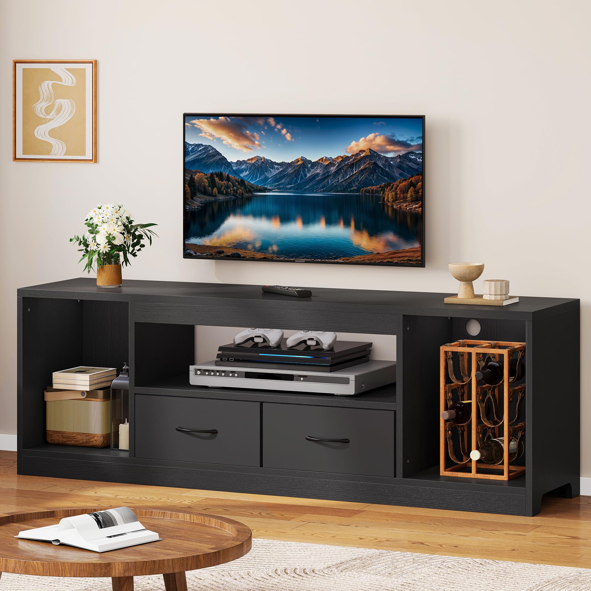 YITAHOME Mobile porta TV da 148 cm per TV fino a 65 pollici con 2 ante - 3 ripiani regolabili centro intrattenimento per soggiorno e camera da letto
