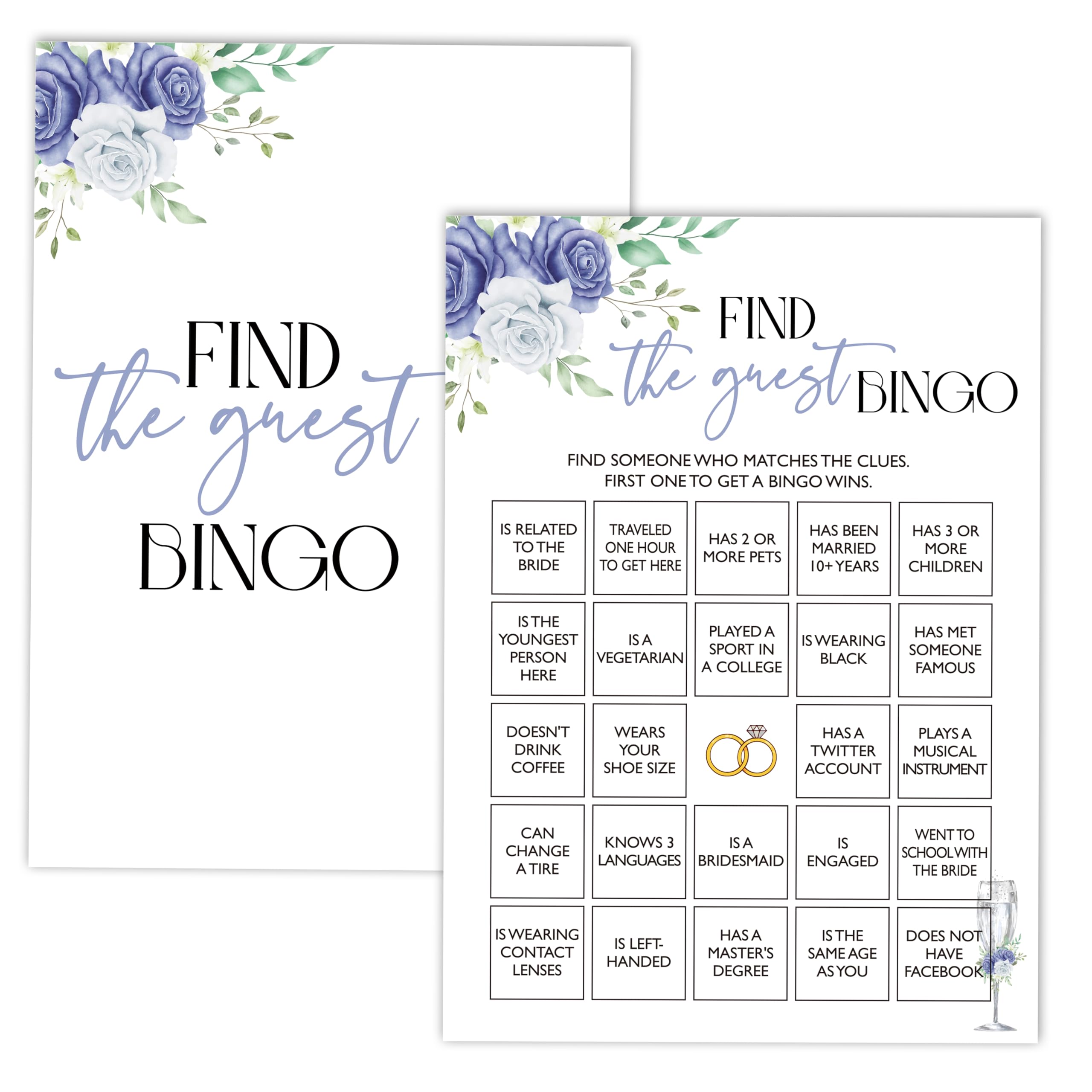 DRWJPAT Bridal Shower Games, Floral Champagne Wedding Shower Games for Bride to Be Groom Newlyweds, Bachelorette Engagement Party Ideas Decorations,