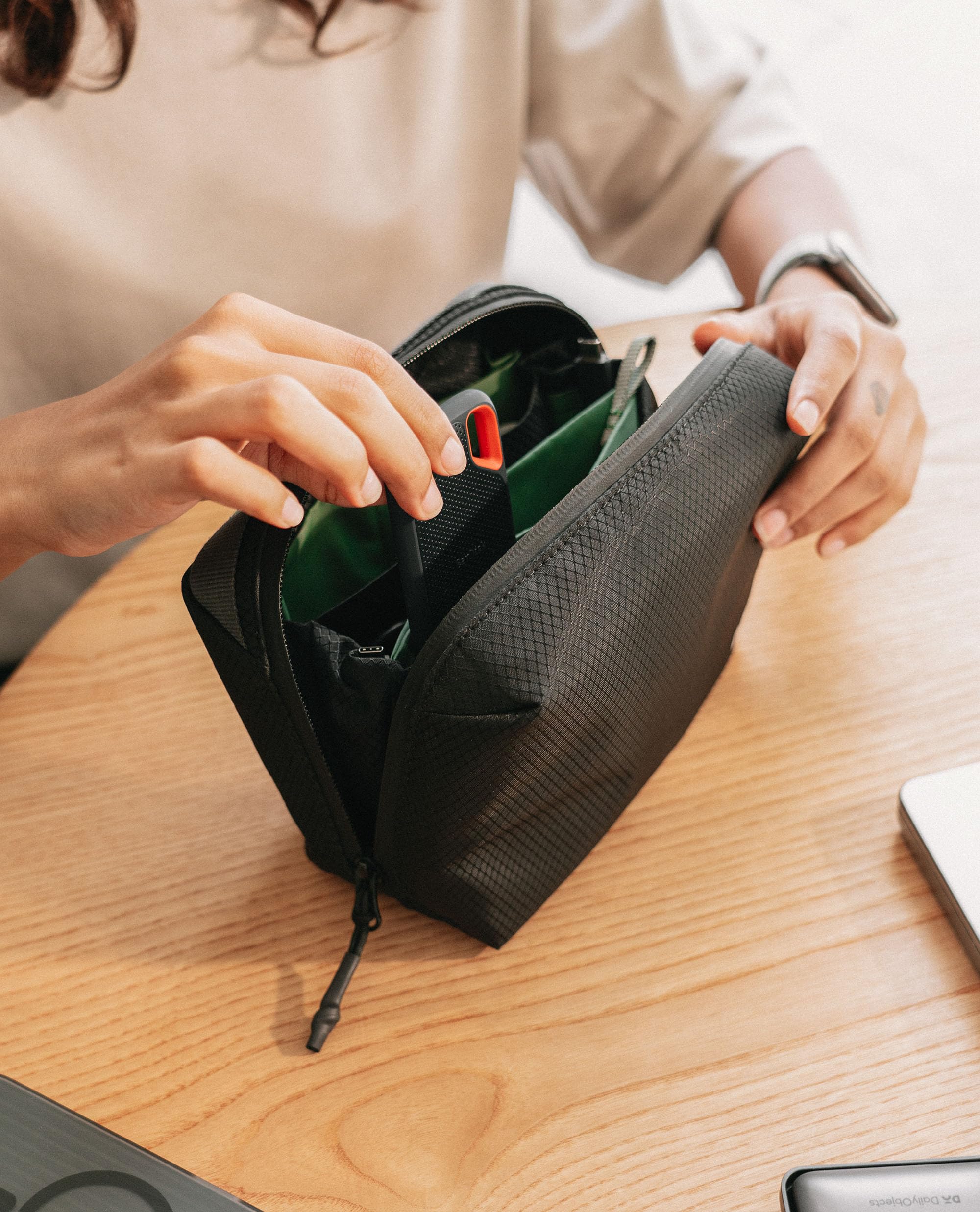 DailyObjects Black Ripstop Vault Tech Organiser | Travel Digital Accessories Storage Bag | Portable Gadget Organizer Case | Regular Zippered Tech Kit Organizer Pouch for Memory Cards - Small 2