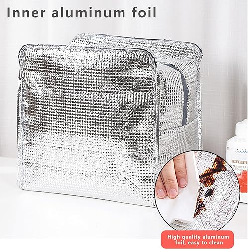 Miniatura 7 de INVODA Bolsa de almuerzo con aislamiento térmico para mujeres y hombres, bolsa de almuerzo de gran capacidad, reutilizable, impermeable, bolsa Bento