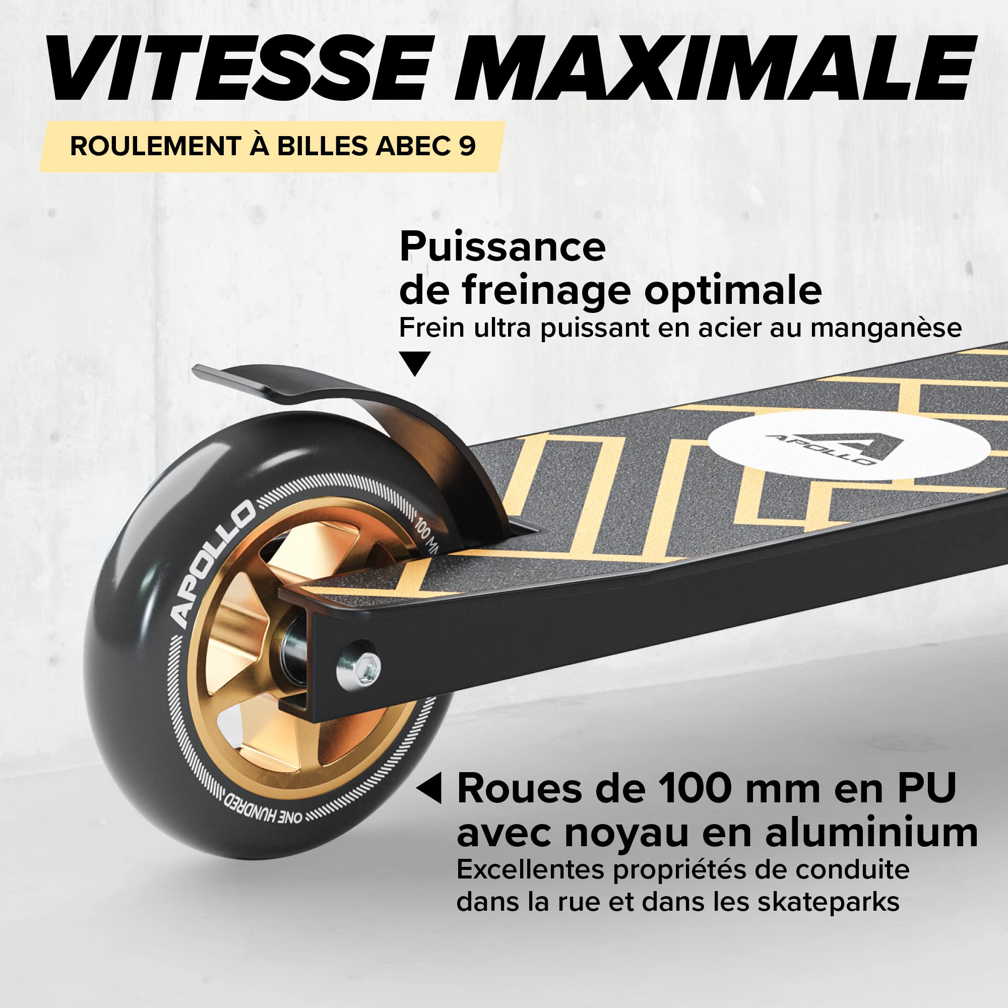 Apollo Trottinette Stunt Genius Pro | Trottinette robuste avec roulement à billes ABEC 9 | Trottinette Trick Roller, Trottinette forte | Top Stunt Scooter Enfants à partir de 6 ans | Parfait également
