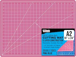 U.S. Art Supply 18x24 Self-Healing Cutting Mat 5-Ply Double-Sided Pink/Blue Non-Slip for Quilting Sewing Crafts