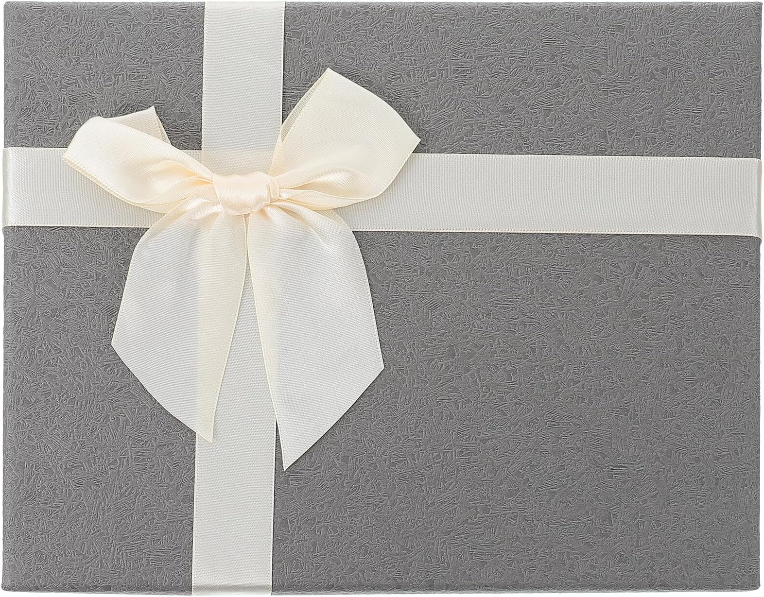 Beavorty Rectangular Box with Bowknot Lid, Decorative Birthday Party Box 25x19.7x10cm, Gray and White Cosmetic Storage Case for Valentine’s Day and Keepsake Packaging