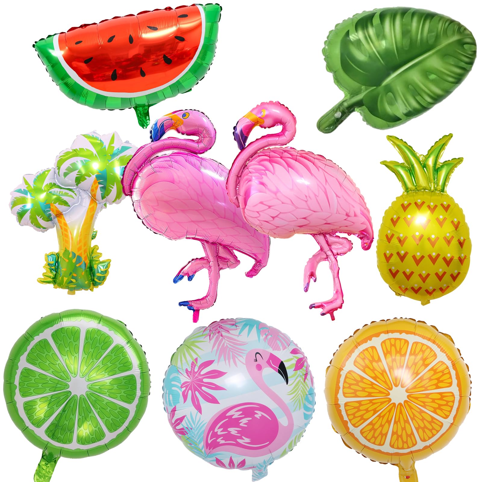 Globos Tropicales Decoración de Fiesta Hawaiana, 9PCS Flamingo Piña Árbol de Coco Globo de Hoja para Fiesta en Playa de Verano de Aloha, Globos Hawaiana para Fiesta de Cumpleaños en Piscina