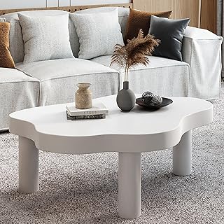 GHHDPDMJ Mesa de Centro Moderna de Madera, Mesa Auxiliar Grande para sofá, Mesa Auxiliar Estilo Bohemio para Espacios pequeños, Sala de Estar, Dormitorio, fácil de Montar (Color: Blanco, tamaño: 60 x