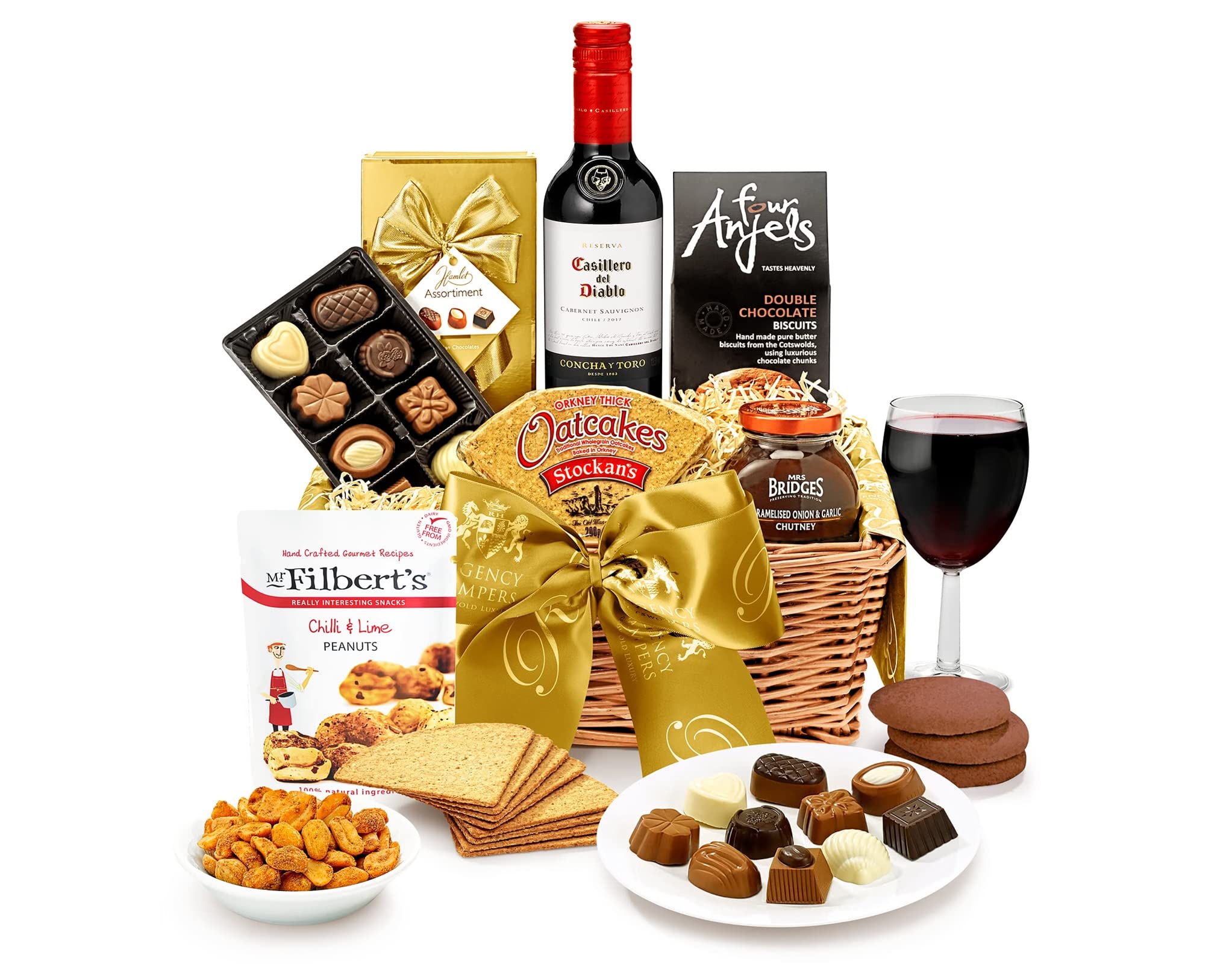 Keats Red Wine Hamper - Premium Red Wine Gift Set with Cabernet Sauvignon, Luxury Chutney, Oatcakes, Chocolates - Birthday Drink Gifts for Men and Women, from Regency Hampers