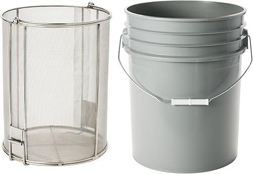 Dip N' Drain - Cesta de limpieza de piezas de acero inoxidable para cubos de 5 galones (cubeta incluida) Malla de 132 pulgadas, mango oscilante,
