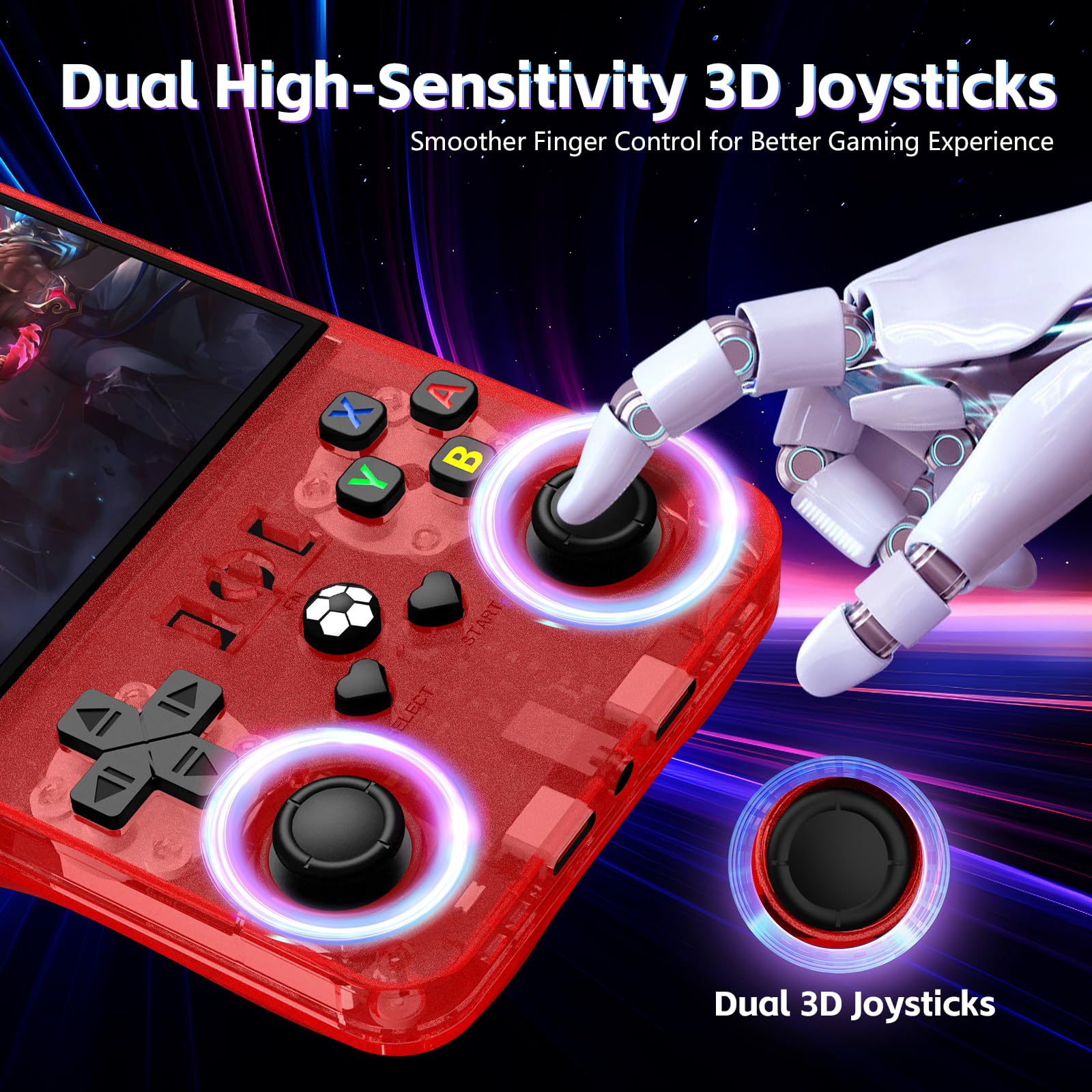 R36MAX Retro-Handheld-Spielkonsole, Retro-Spielkonsole mit 4,0-Zoll-IPS-HD-Bildschirm, Open-Source-Linux-System und 4000-mAh-Akku (Rot 64GB)